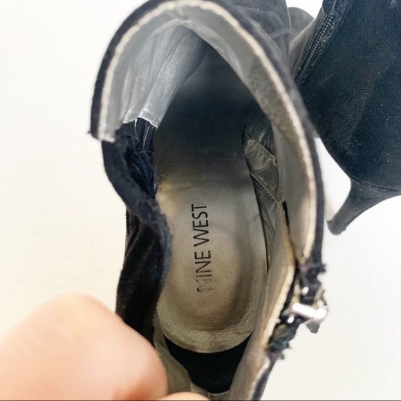 Nine West Olivia3Y Black Suede Leather Heel Boots - Picture 8 of 10